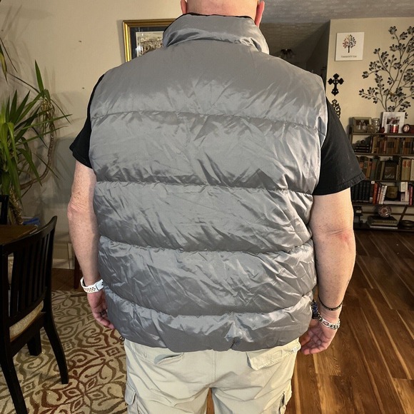 Eddie Bauer EBTEK Vintage Mens Goose Down Insulated Vest Silver w/ Blk Trim XXL - Picture 13 of 13